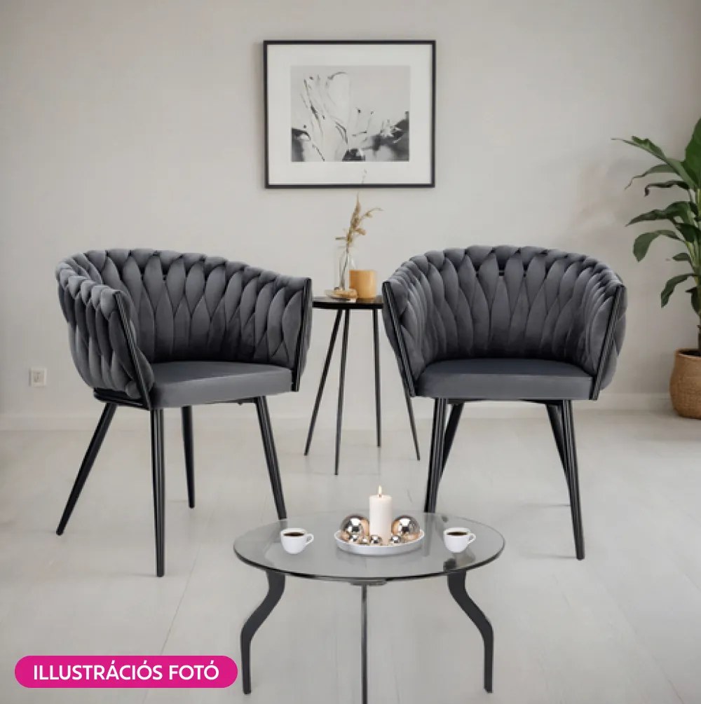 Étkezőszék, sötétszürke Velvet szövet/fekete, BLER