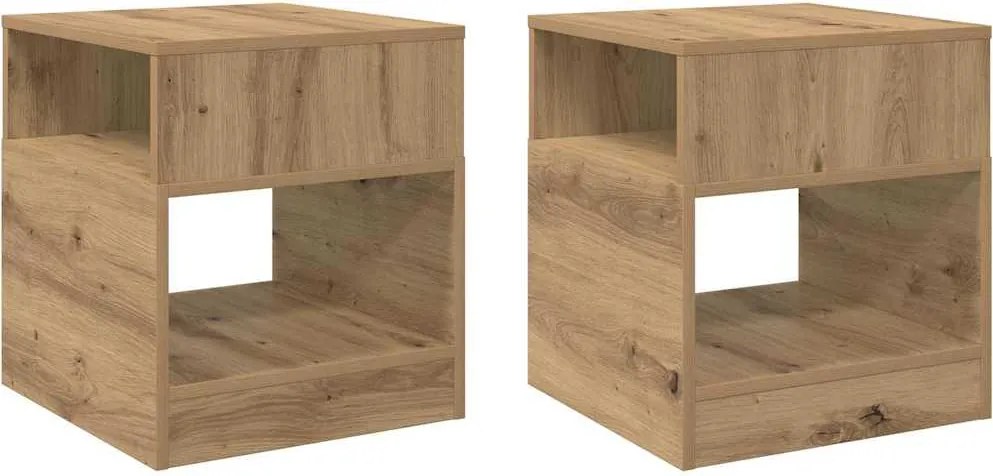 vidaXL Végasztal 2 pcs Artisan tölgy 40,5 x 40 x 45 cm Faanyag