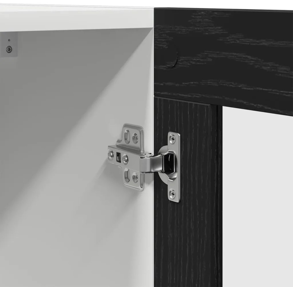 vidaXL Fekete tölgy függő üveg szekrény - 60x31x60 cm, mérnöki fából
