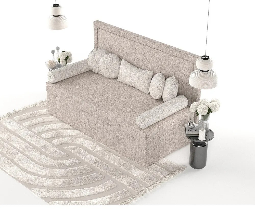 Világosbarna kárpitozott egyszemélyes ágy 80x200 cm Scala – Maison de Rêve