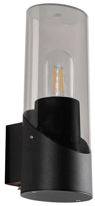 PREZENT 28208 ACREA Modern Kültéri Fali Lámpa Fekete, Füstös E27 IP44