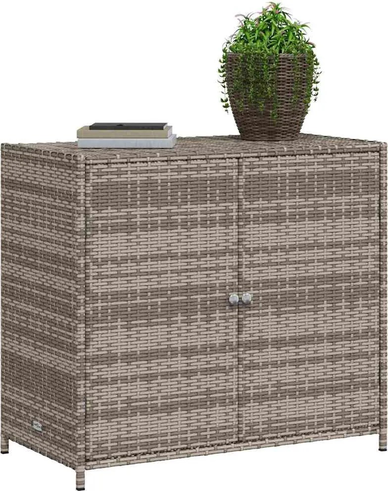 vidaXL szürke polyrattan kerti tárolószekrény 83x45x76 cm