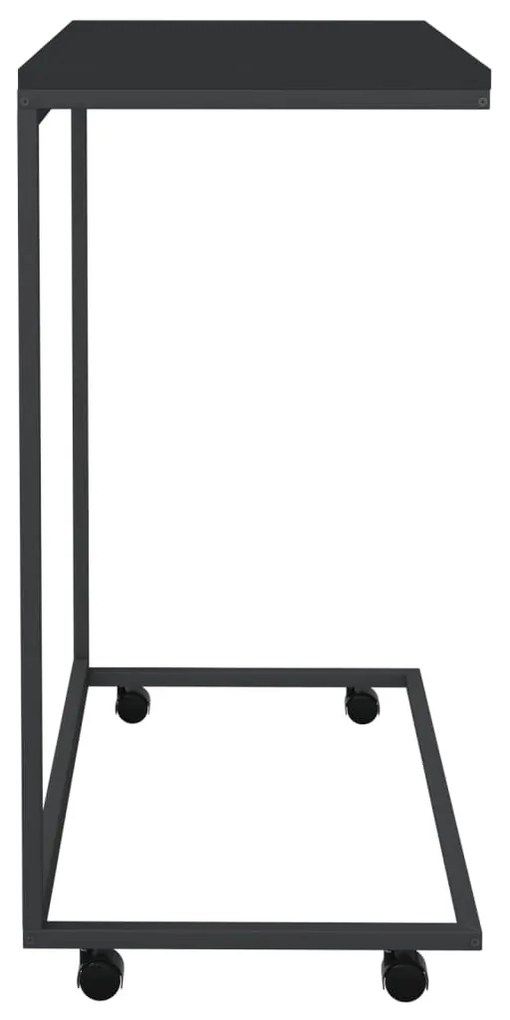 Fekete szerelt fa kisasztal kerekekkel 55x35x70 cm