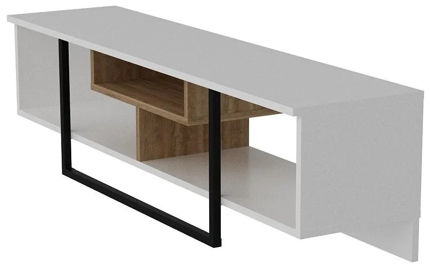 TV asztal/Szekrény Aslana 150 (fehér + fekete + tölgy) . 1101385