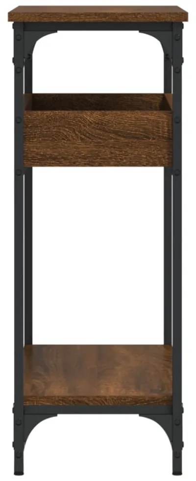 barna tölgyszínű szerelt fa tálalóasztal polccal 75x29x75 cm