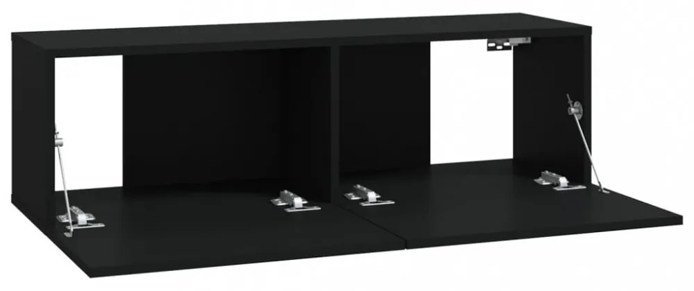 4 db fekete fali TV-szekrény 100 x 30 x 30 cm