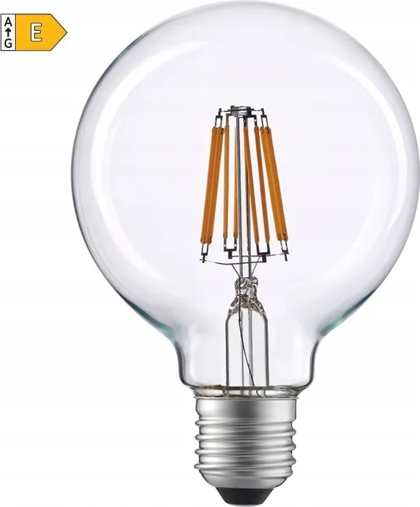 Led Globe izzó izzószálas, átlátszó G125 12W/230V/E27/2700K/1540Lm/360°