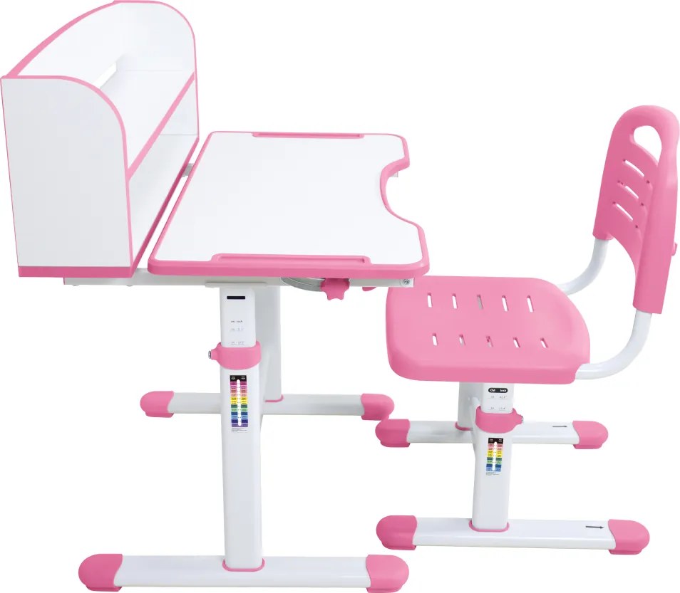 Növekvő íróasztal és szék, rózsaszín/fehér, set ZION