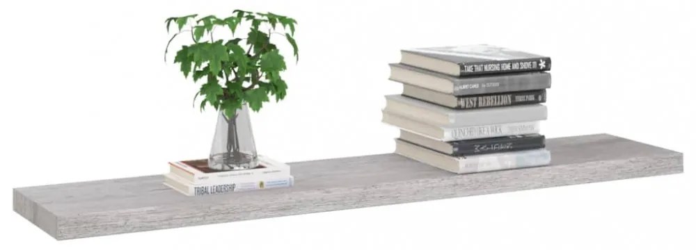 betonszürke MDF lebegő fali polc 120 x 23,5 x 3,8 cm