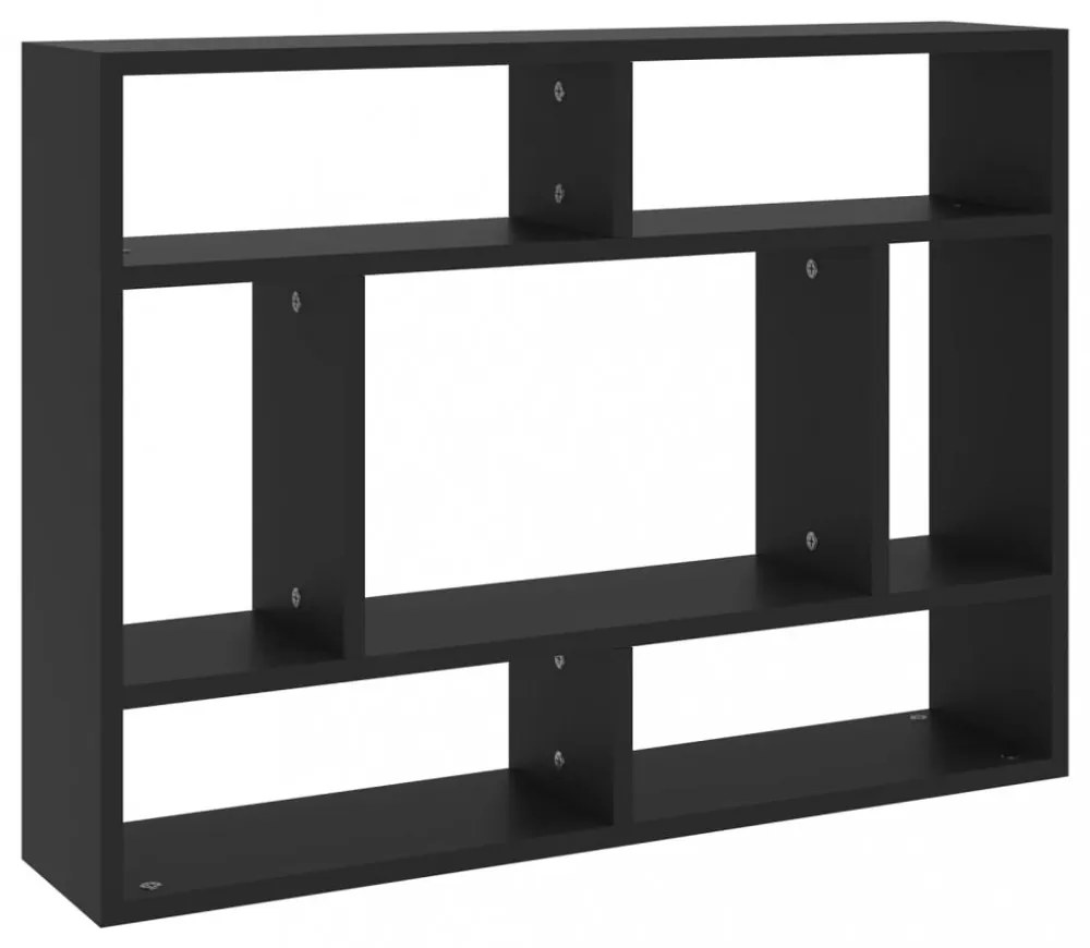 fekete szerelt fa fali polc 75 x 16 x 55 cm
