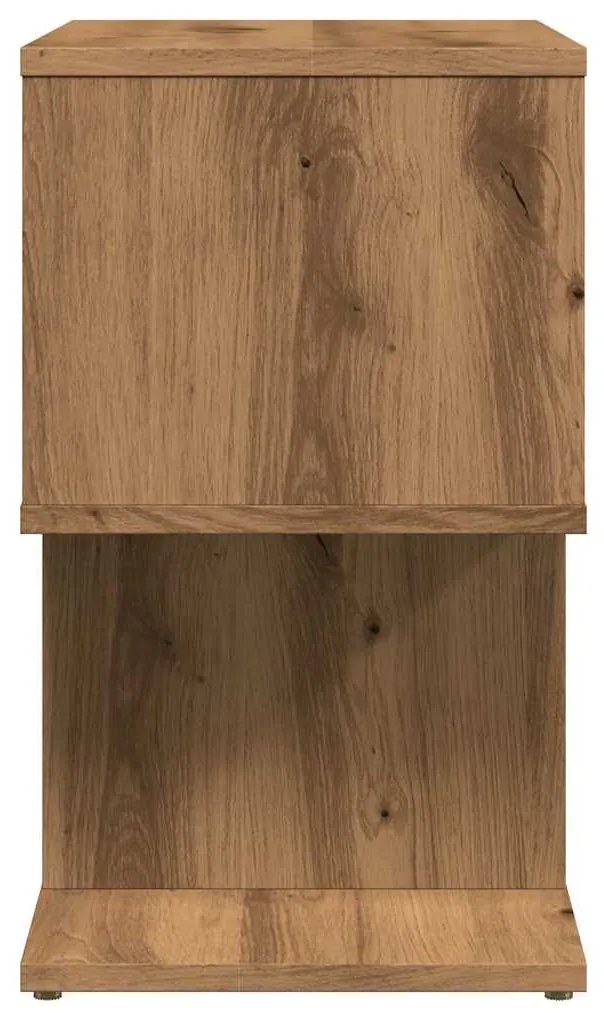 2 db kézműves tölgyszínű szerelt fa éjjeliszekrény 50x30x51,5cm