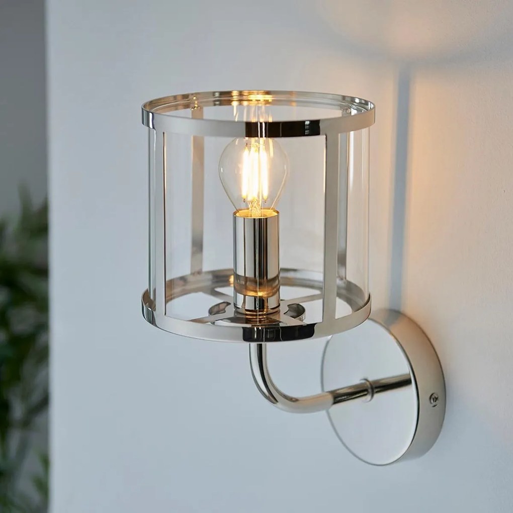 Endon glamour modern fali lámpa hopton nikkel átlátszó end106003
