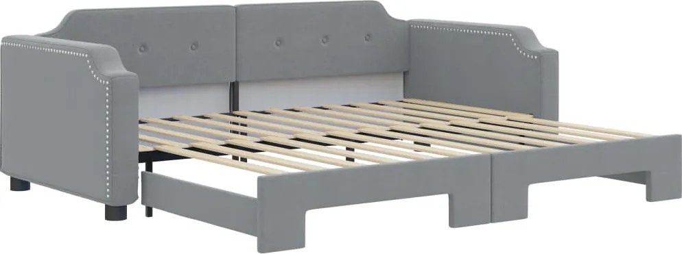 vidaXL világosszürke kihúzható szövet heverő 100 x 200 cm