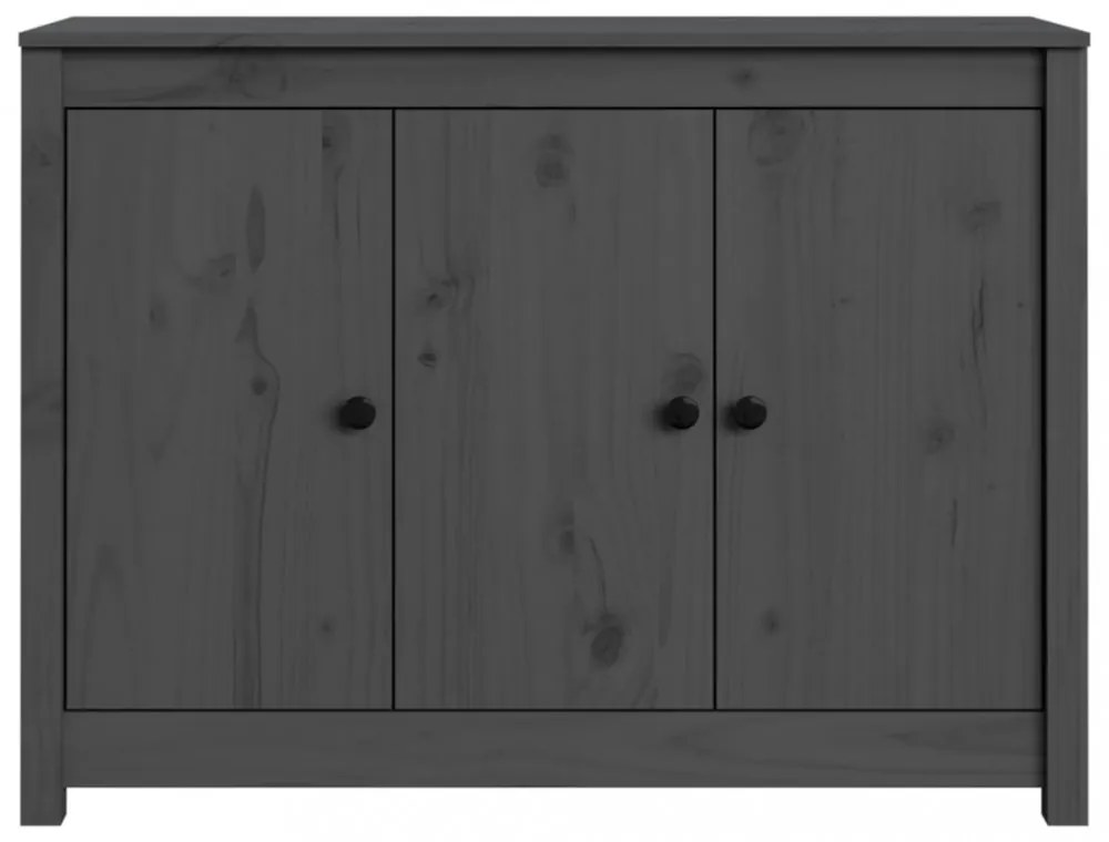 szürke tömör fenyőfa tálalószekrény 100 x 35 x 74 cm