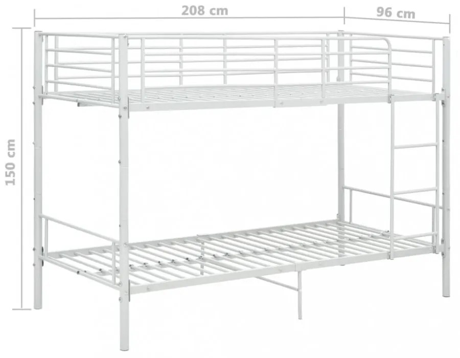 fehér fém emeletes ágy 90 x 200 cm