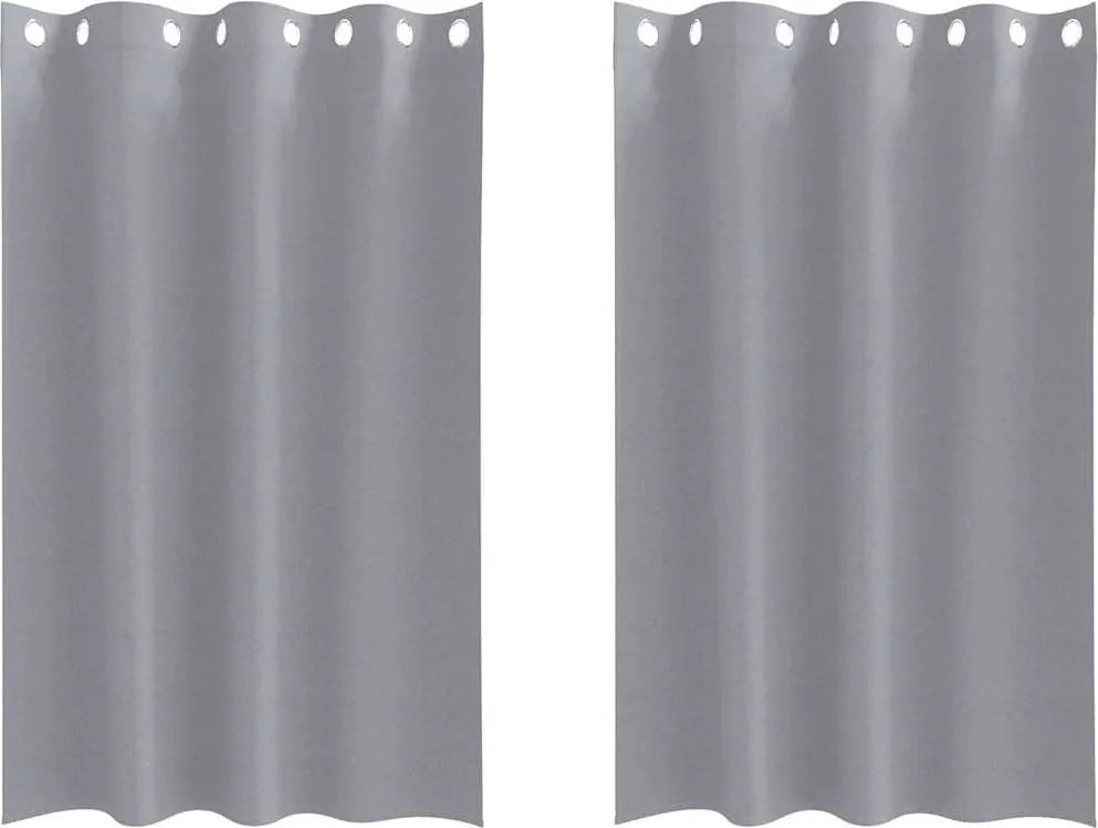 vidaXL Fekete Függöny Gyűrűkkel 2 pcs Világosszürke 175 x 140 cm