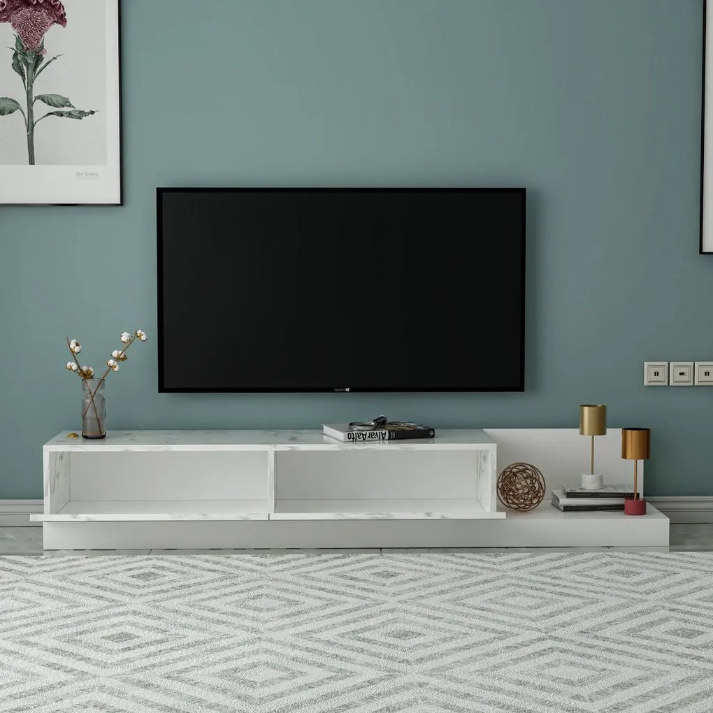 Major TV-állvány, márvány-fehér, 180 cm