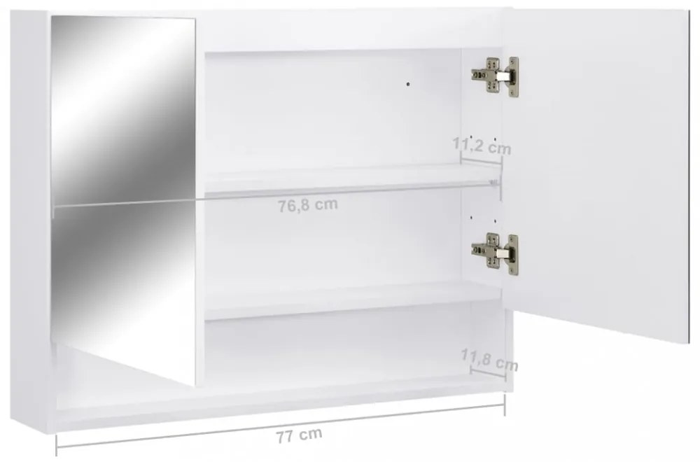 fehér MDF tükrös fürdőszobaszekrény 66 x 17 x 63 cm