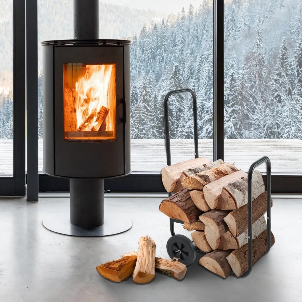 AUREL tűzifa szállító kocsi, 56x45x105cm, fekete Gardebruk