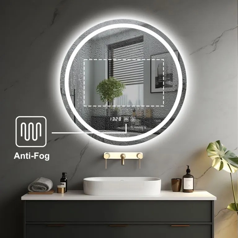 IREDA Fürdőszobai LED tükör világítással kerek 70 cm