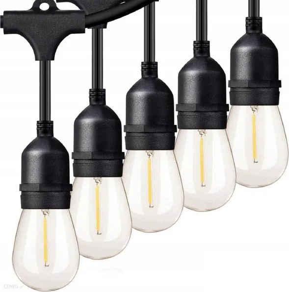 LED kültéri dekorációs fényfüzér 30xE27/1W/230V 16,44 m IP44 fekete