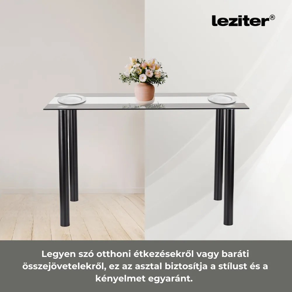 Riona 140 cm szögletes üveg étkezőasztal