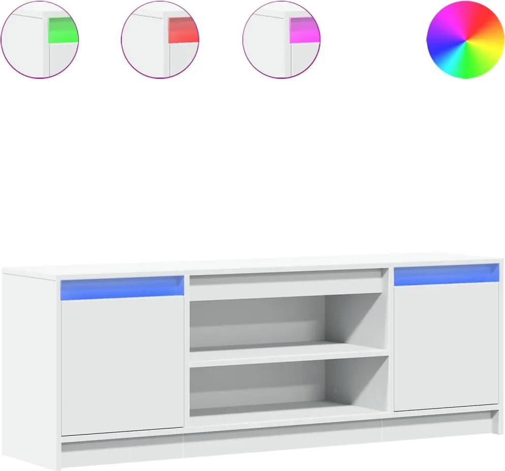 vidaXL fehér szerelt fa TV-szekrény LED-ekkel 139,5 x 34 x 50 cm