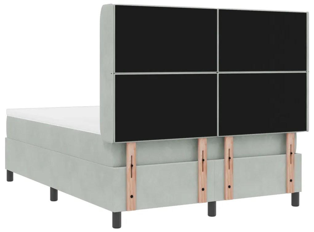 Boxspring Ágy Matrac with Light Grey 140x200 cm Velúr
