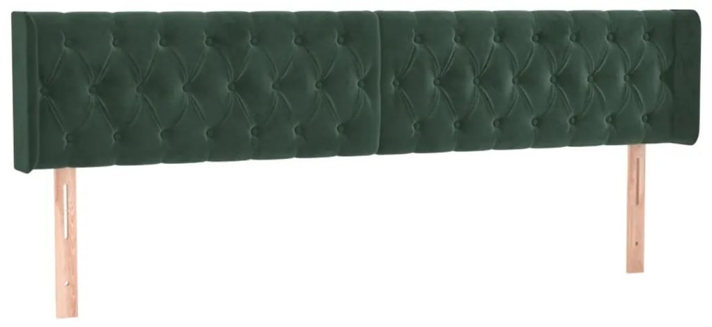 sötétzöld bársony LED-es fejtámla 203 x 16 x 78/88 cm