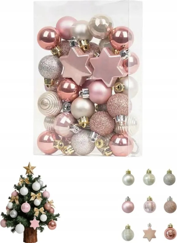 33 Darabos Karácsonyfa Dísz Készlet 9 Féle Mintával, Arany Színű Ünnepi Dekoráció