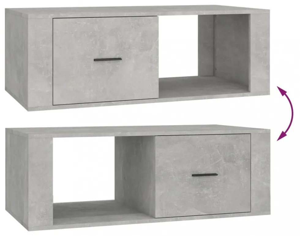 betonszürke szerelt fa dohányzóasztal 100x50,5x35 cm