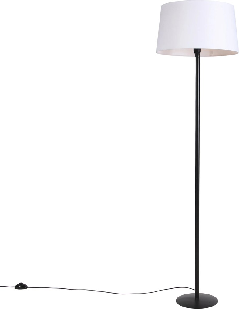Fekete állólámpa fehér vászon búrával 45 cm - Simplo