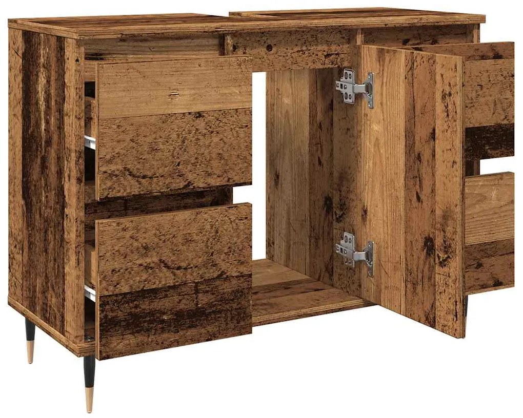 antik fa színű szerelt fa mosdószekrény 80 x 33 x 60 cm