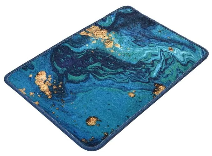 Kék-aranyszínű fürdőszobai kilépő 60x40 cm Marbling - Foutastic