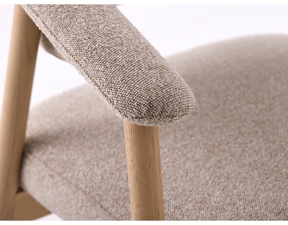 Bézs tölgyfa karfás étkezőfotel szett 2 db-os Elk – Unique Furniture