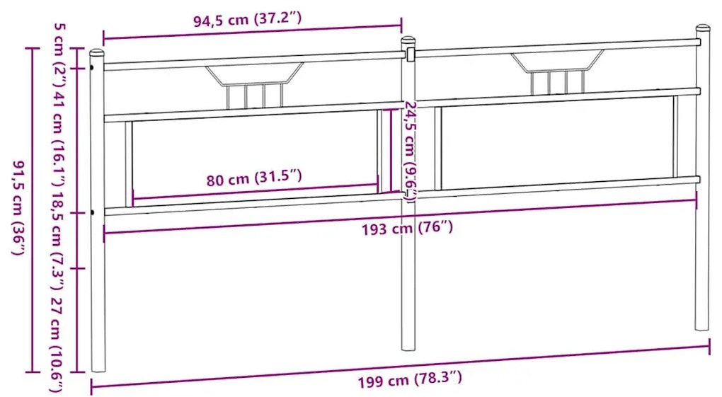 sonoma tölgy színű szerelt fa és acél fejtámla 193 cm