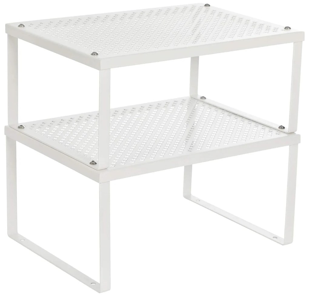 Polcrendszerező, egymásra rakható fém fűszertartó 2 db, fehér