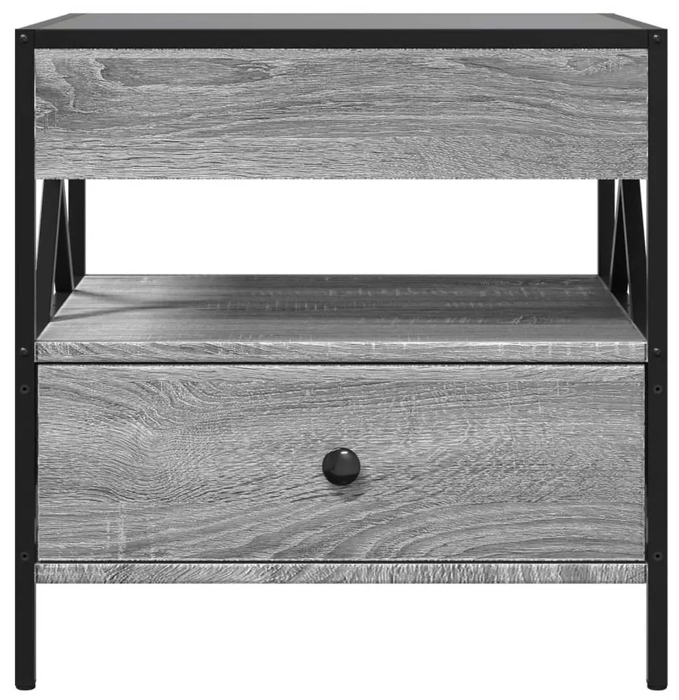 szürke sonoma végtelen hatású LED-es dohányzóasztal 50x50x51 cm