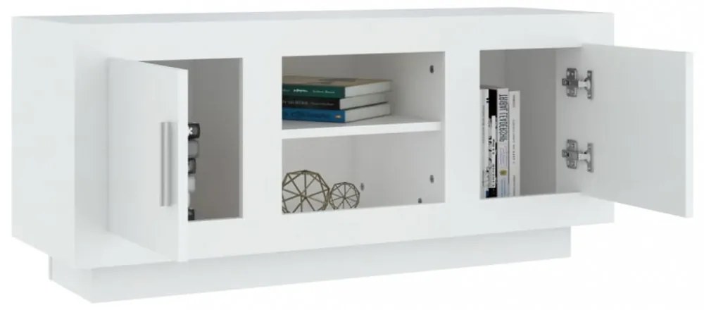 fehér szerelt fa TV-szekrény 102 x 35 x 45 cm