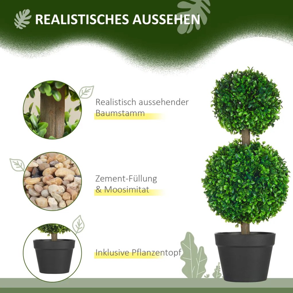 Műnövény szett, 2 db buxus, cserépben 60cm magas