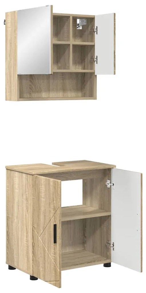 Fürdőszoba bútor szett 2 pcs sonoma tölgy 61 x 35 x 64 cm