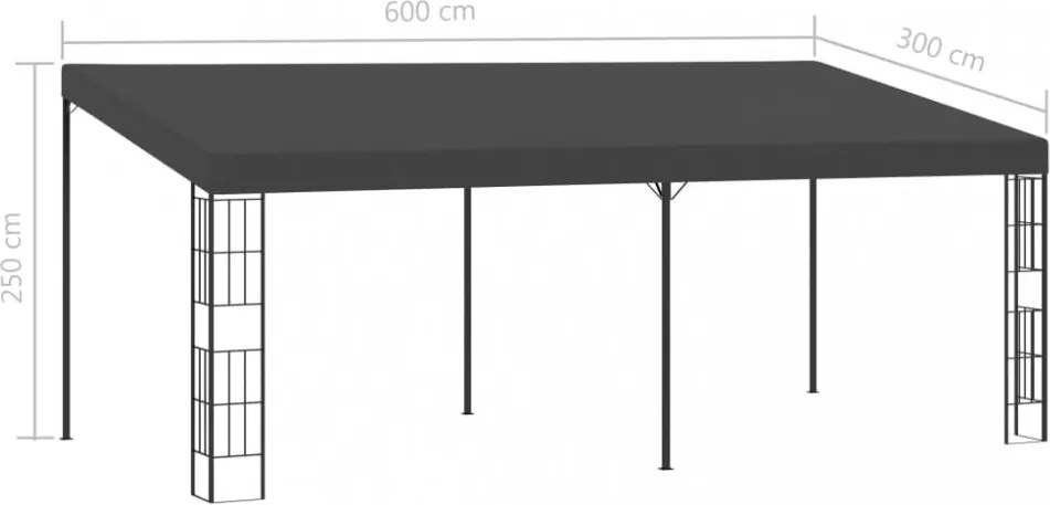 antracitszürke falra szerelhető szövetpavilon 3 x 6 m