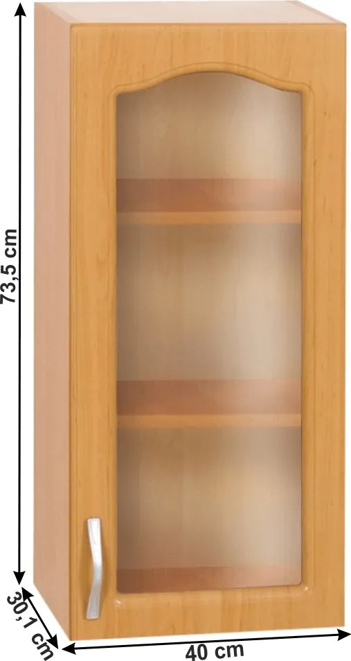 Konyha szekrény, felső, éger, jobbos kivitel, LORA MDF NEW KLASIK W40S