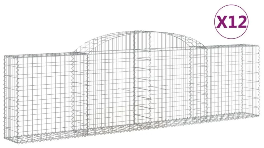 12 db íves horganyzott vas gabion kosár 300x30x80/100 cm
