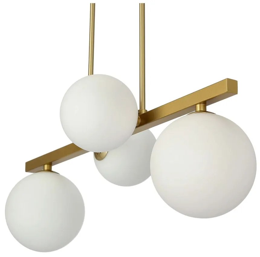 Fehér-aranyszínű függőlámpa üveg búrával Kama – Candellux Lighting