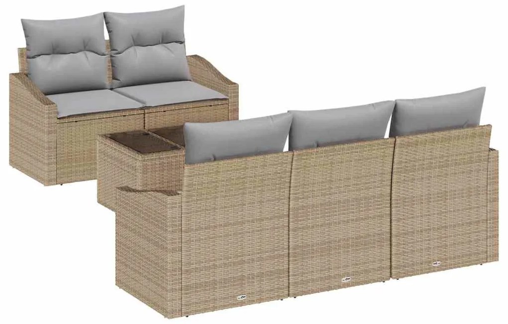 Kerti Kanapé Szett 6 pcs Beige és Világosszürke 55 x 55 x 37 cm