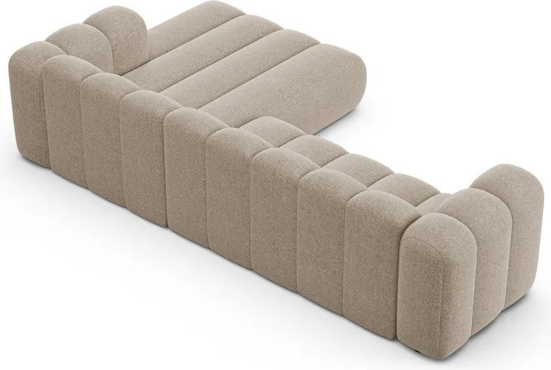 Bézs zsenília sarokkanapé (jobb oldali-heverő résszel) Lupine – Micadoni