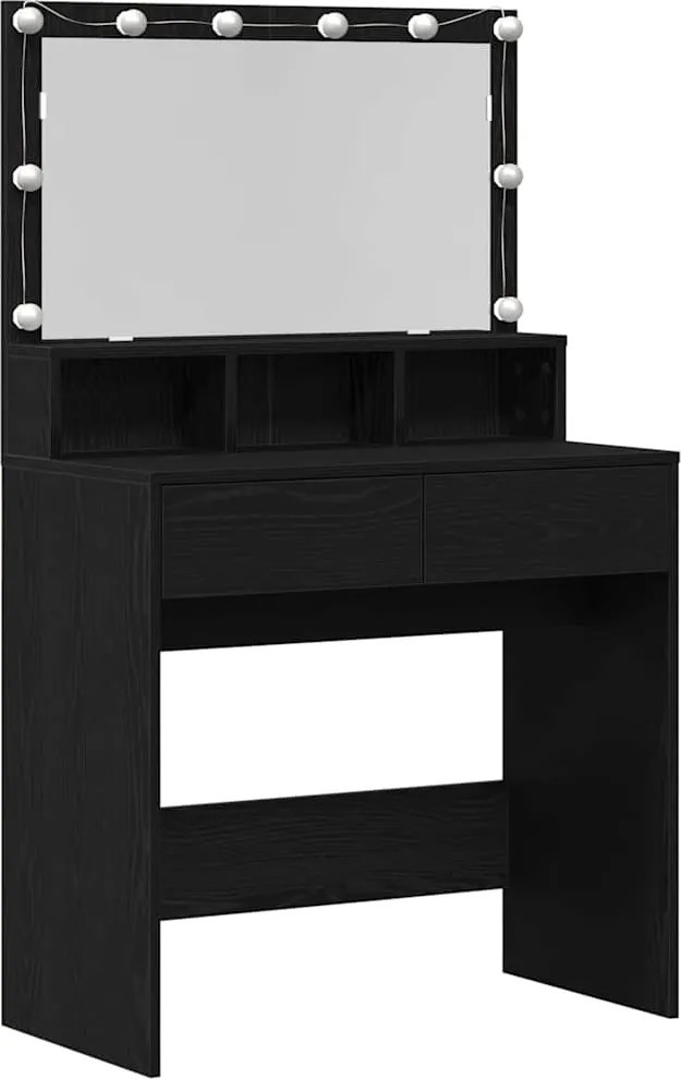 vidaXL Öltözködőasztal fiókkal Fekete tölgy 80 x 41 x 134,5 cm Faanyag