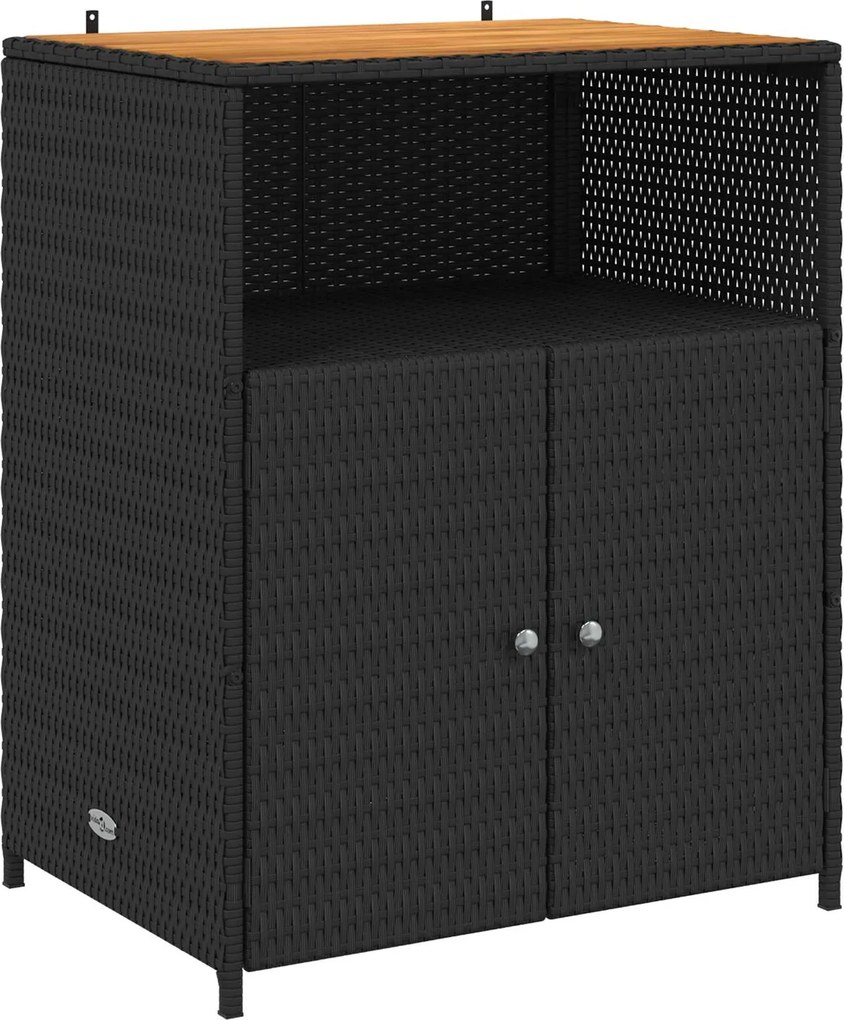 vidaXL Cabinet Fekete 70 x 50 x 87 cm Poliészter és Roly Rattan