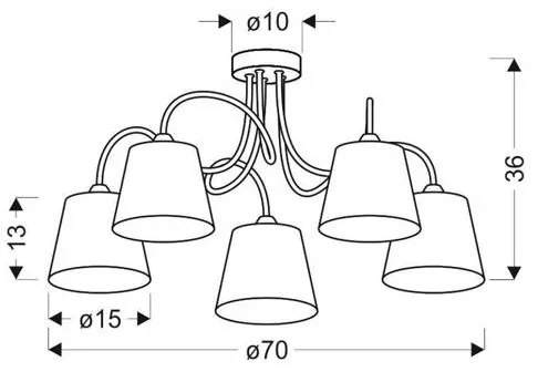 Csillár rúdon LUK 5xE14/40W/230V
